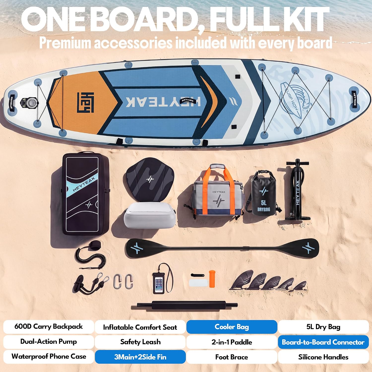 HeyTeak paddle board Surf Blue image 9
