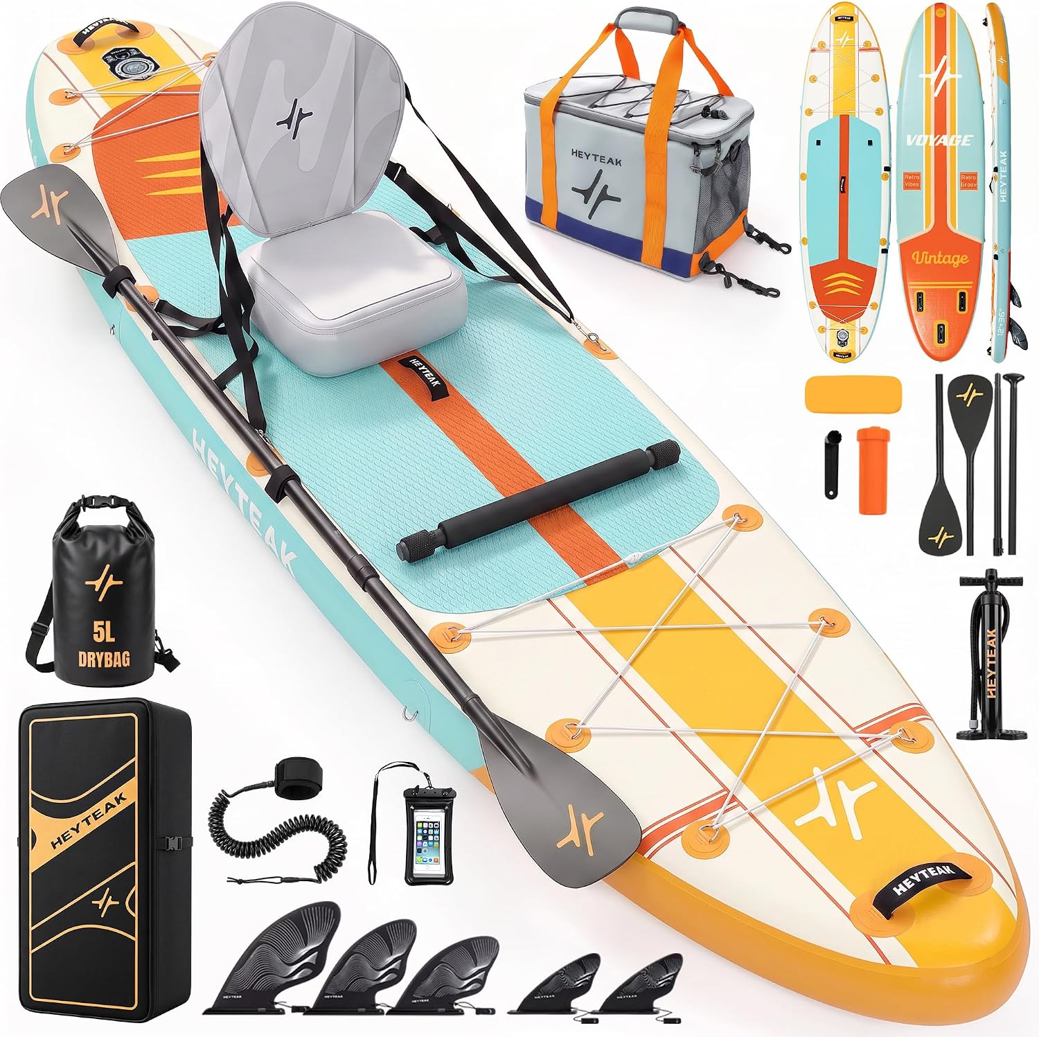 HeyTeak paddle board Retro Orange image 1