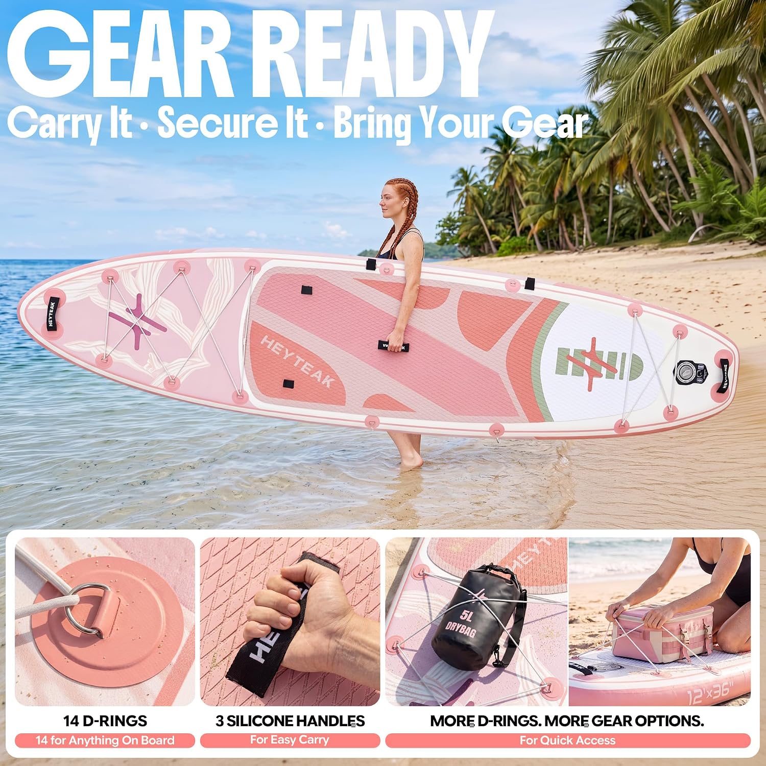 HeyTeak paddle board Floral Pink image 8