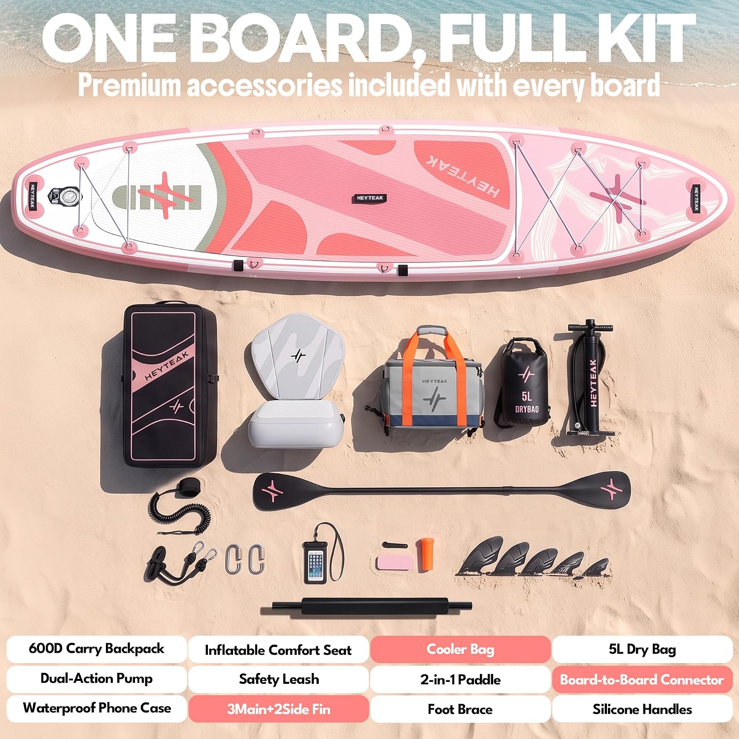 HeyTeak paddle board Floral Pink image 9
