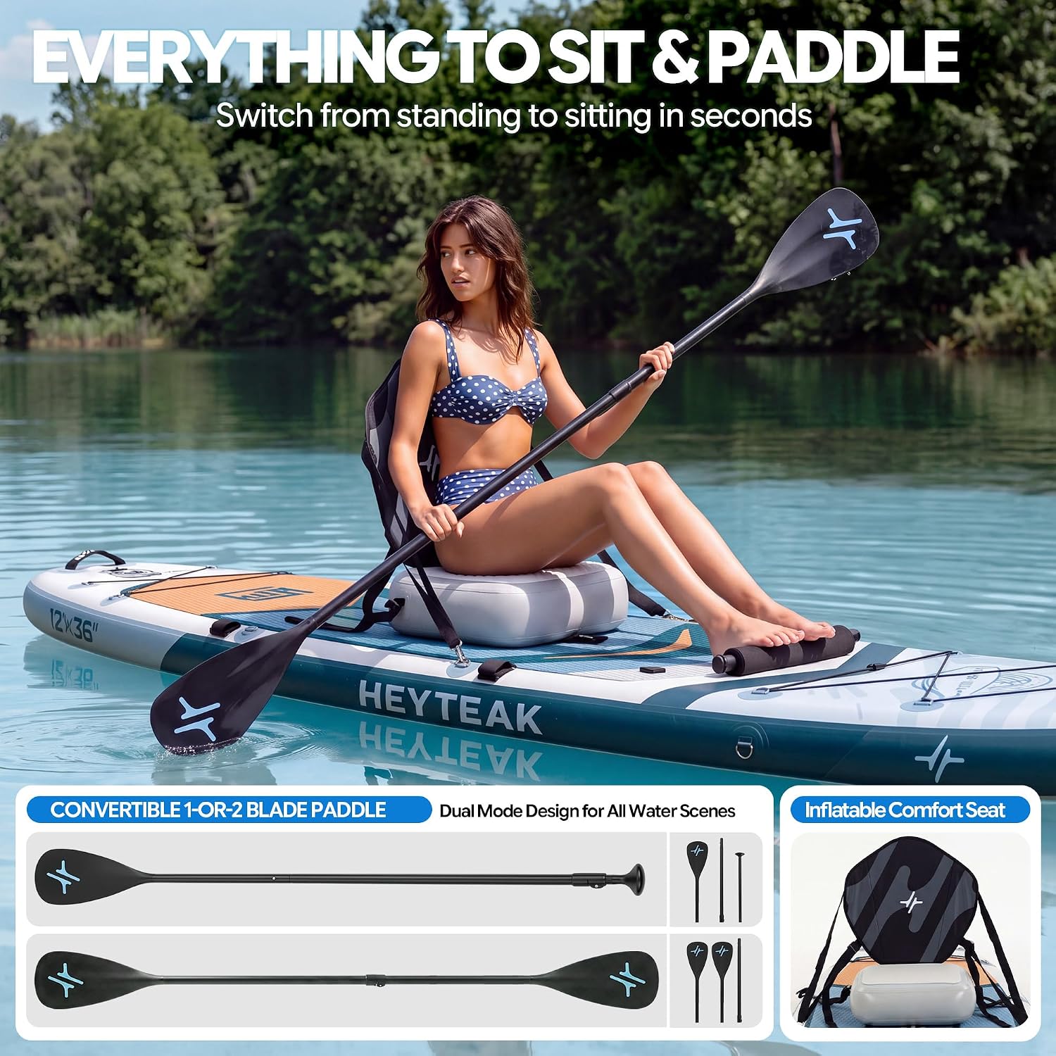 HeyTeak paddle board Surf Blue image 4