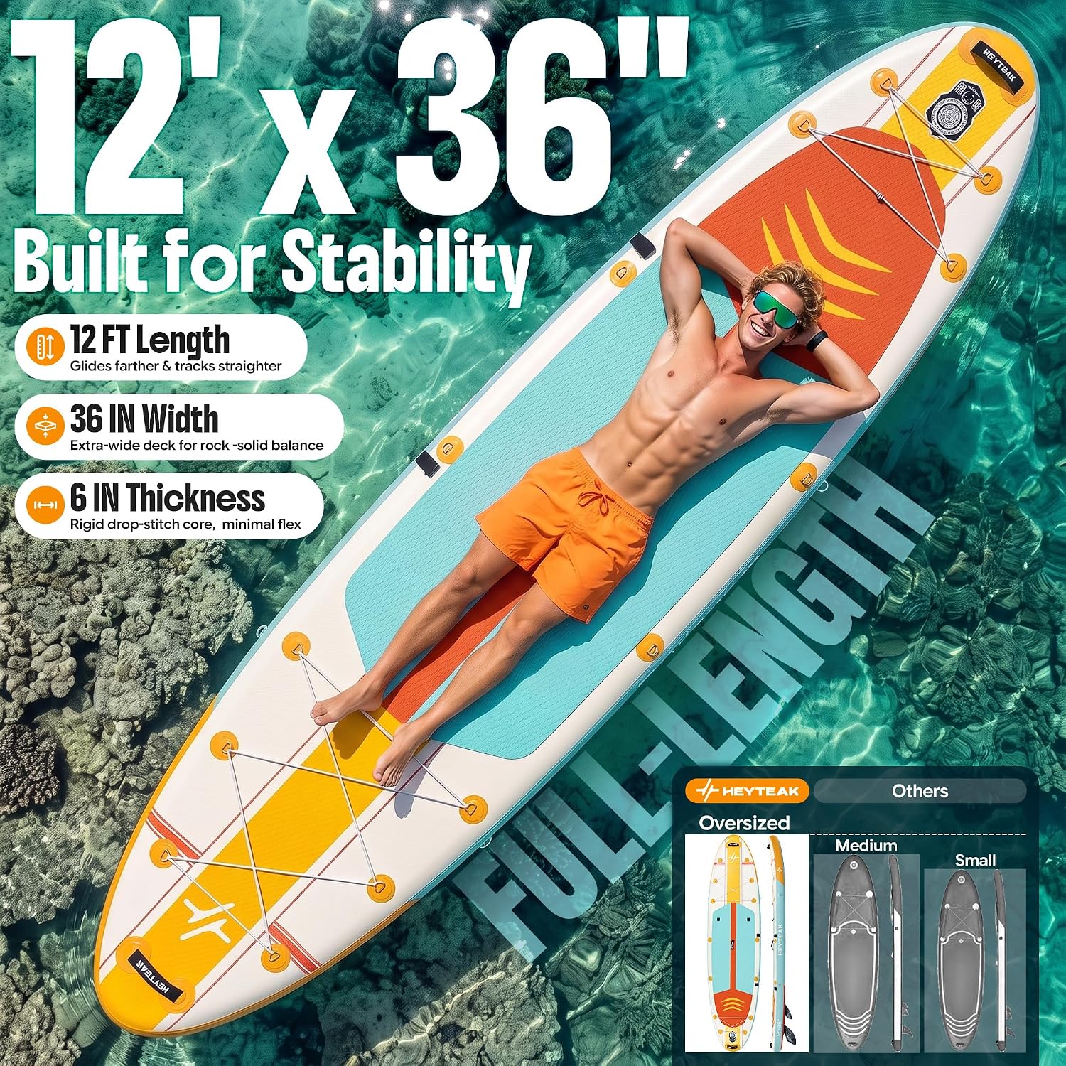 HeyTeak paddle board Retro Orange image 2