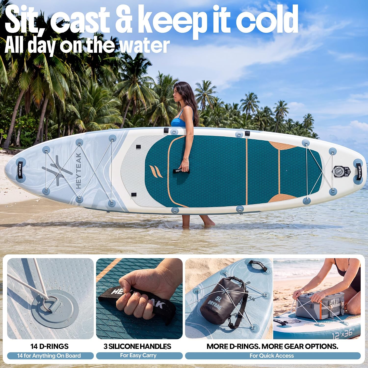 HeyTeak paddle board Ocean Blue Gray image 8
